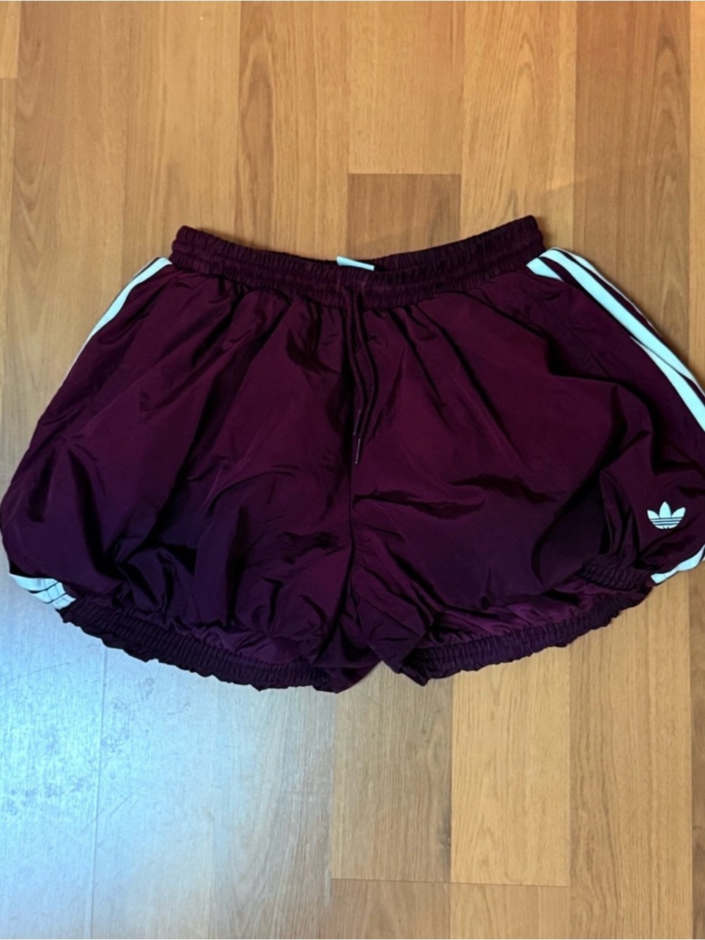 adidas Maroon Athletic Shorts with White Stripes